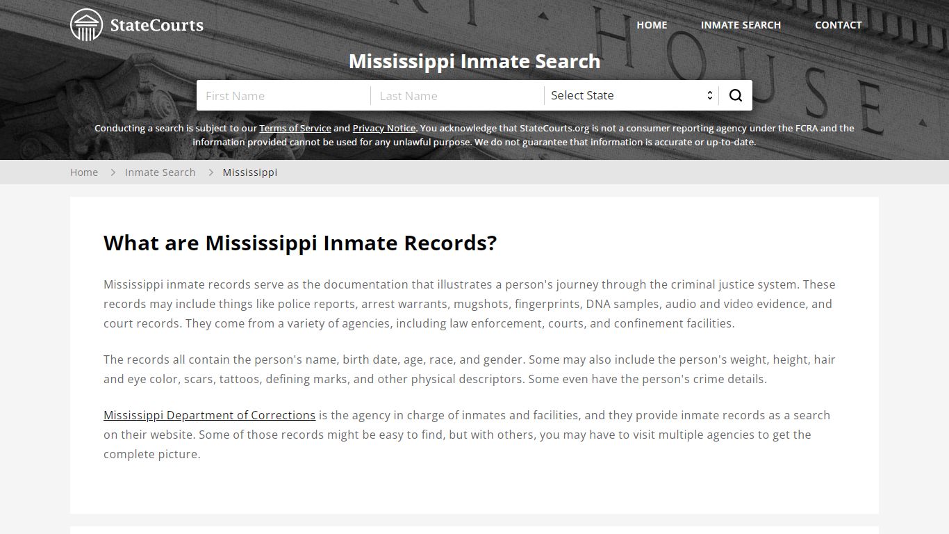 Mississippi Inmate Search, Prison and Jail Information ...